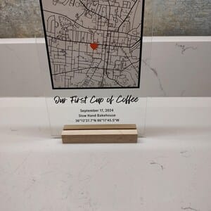 Customer photo review of Where We Met Map Plaque