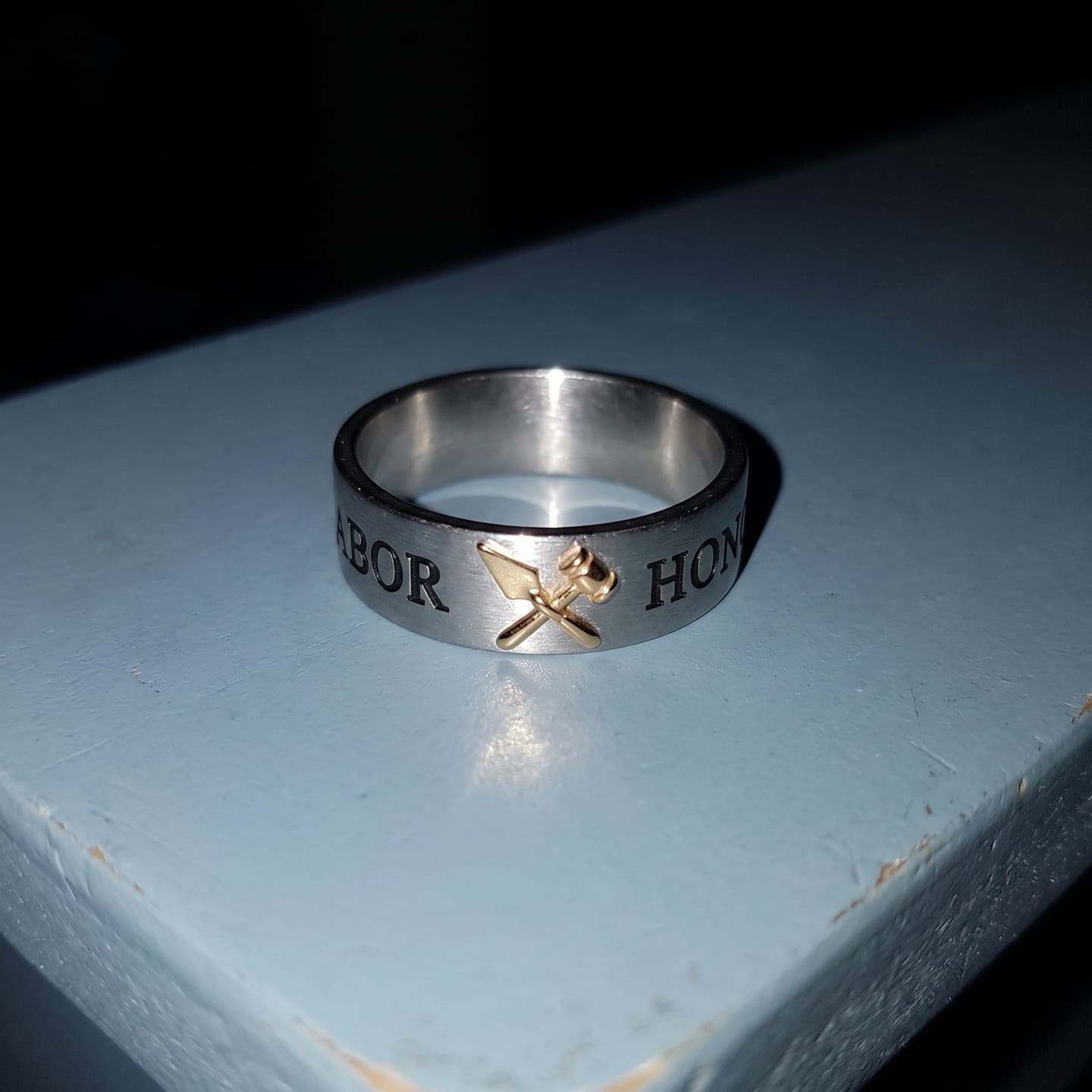 Customer photo review of Labor Et Honor Masonic Ring