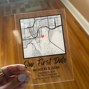 Customer photo review of Where We Met Map Plaque