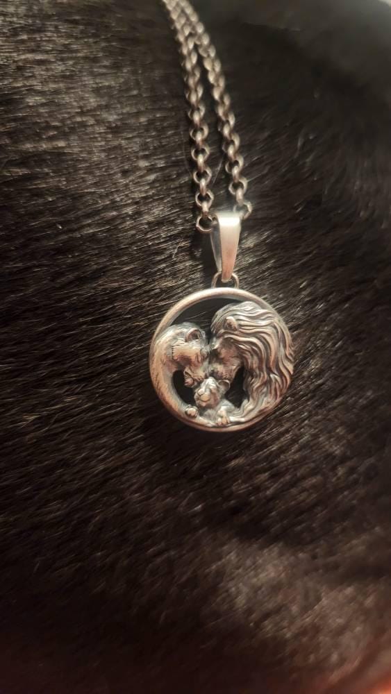 Customer photo review of Lioness and Cub Medallion Pendant