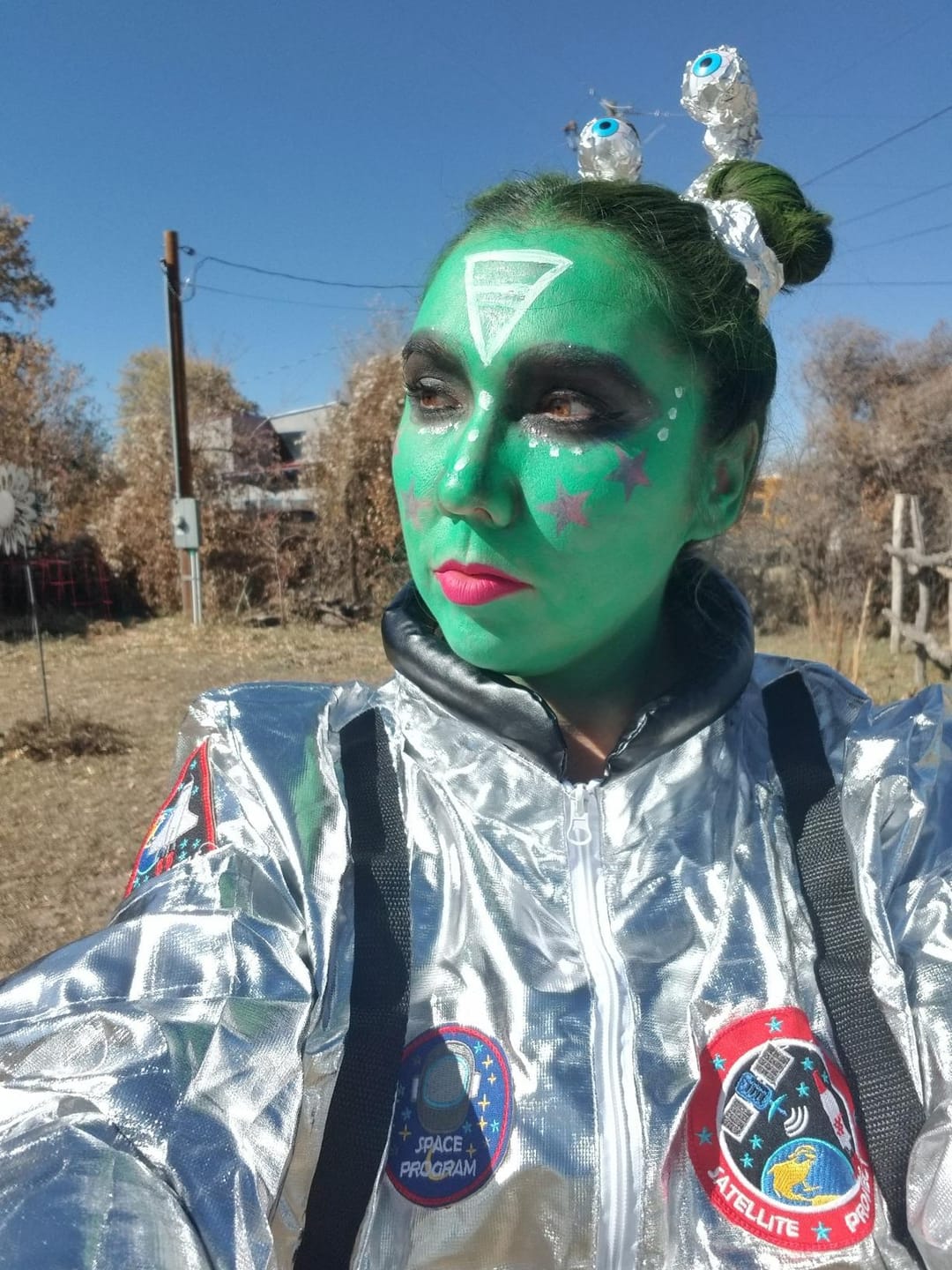 Customer photo review of Blue Squid Face Paint Stick - Water based Body Paint for Adults & Kids - Vegan Hypoallergenic Twist-Up Non-Toxic Makeup Stick for Cosplay, & SFX