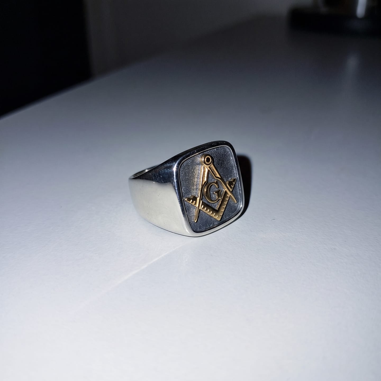 Customer photo review of Masonic Letter G Signet Ring