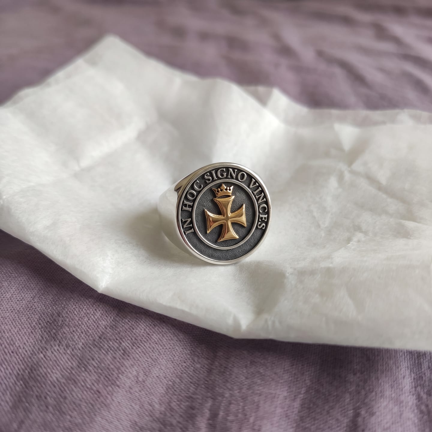 Customer photo review of Templar Cross and Crown Ring