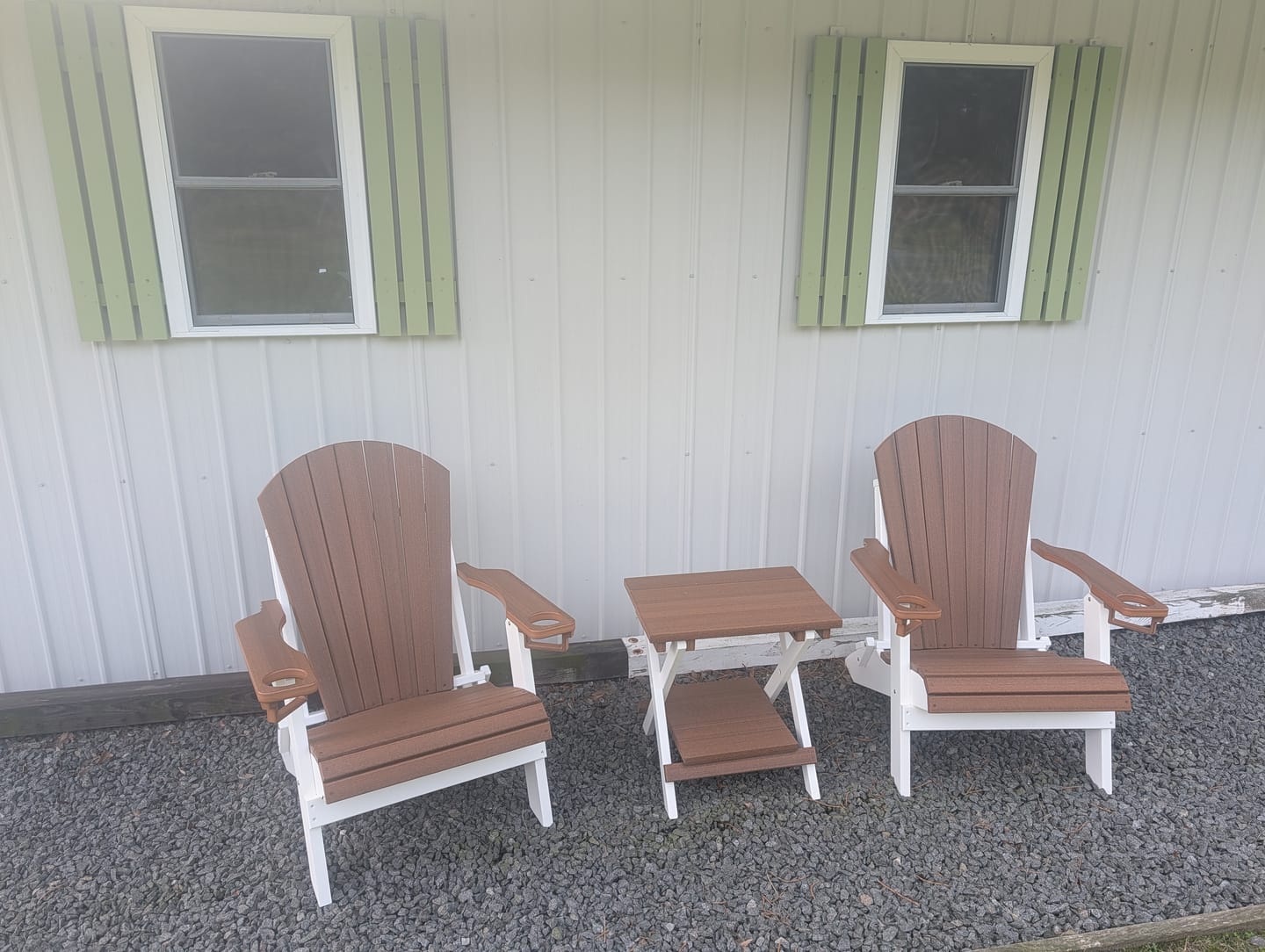 Customer photo review of Set of 2 - Unwind Edition King Size Folding Adirondack Chairs With Built In Cupholders + 1 Folding End Table With Removable Tray