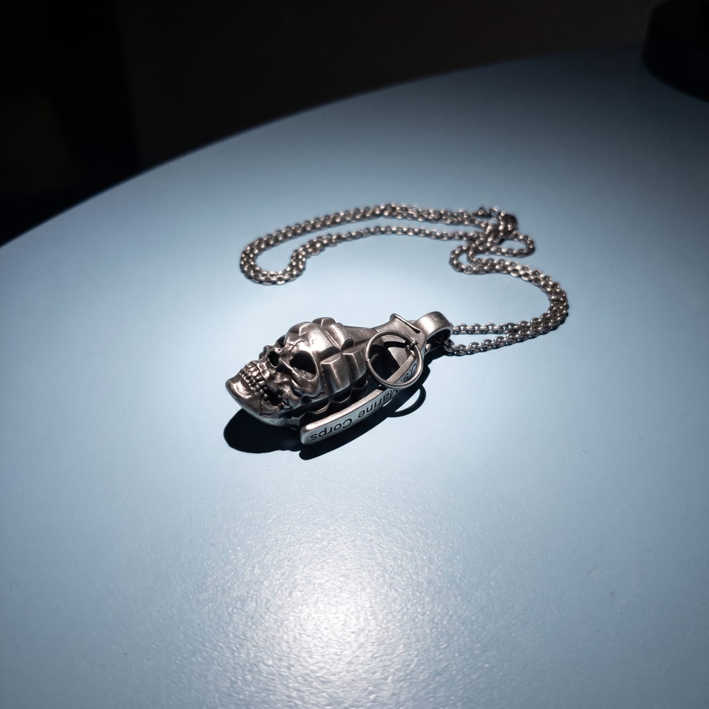 Customer photo review of Skull Grenade Pendant