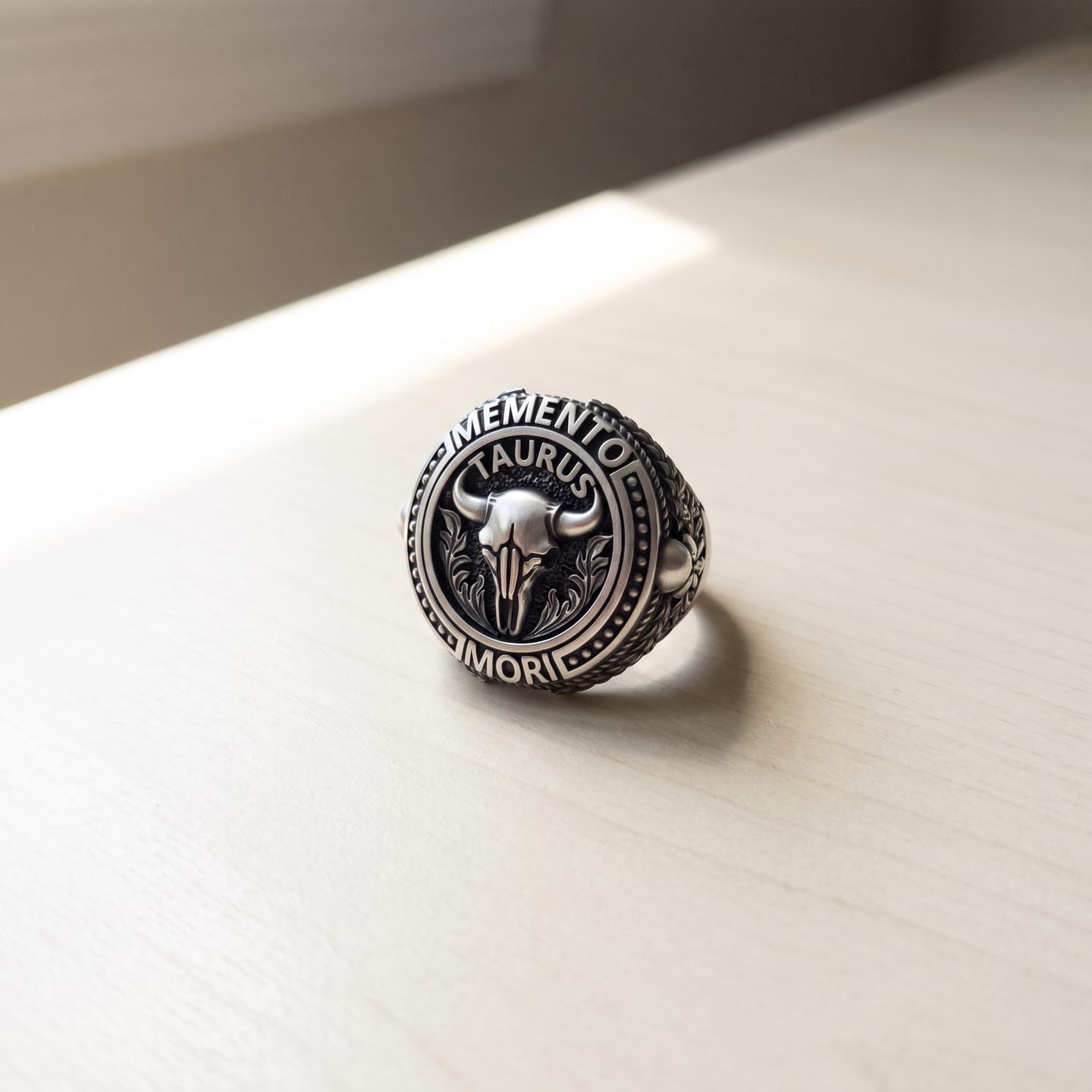 Customer photo review of Memento Mori Taurus Skull Ring