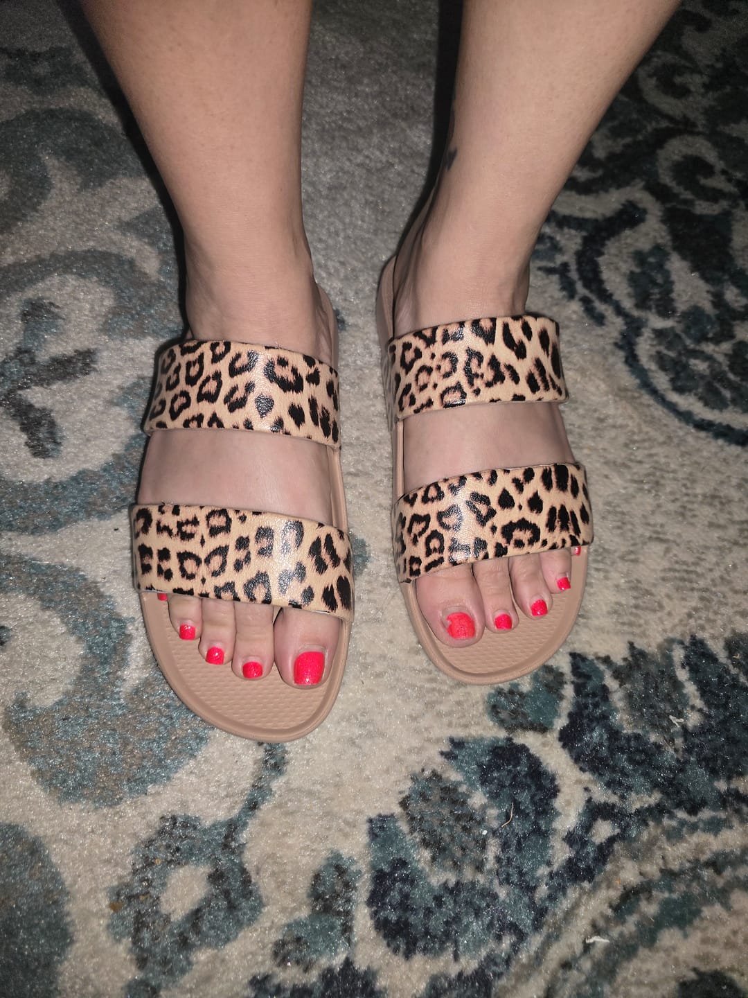 Customer photo review of Latte Leopard - Lightfeet Double Strap Slides