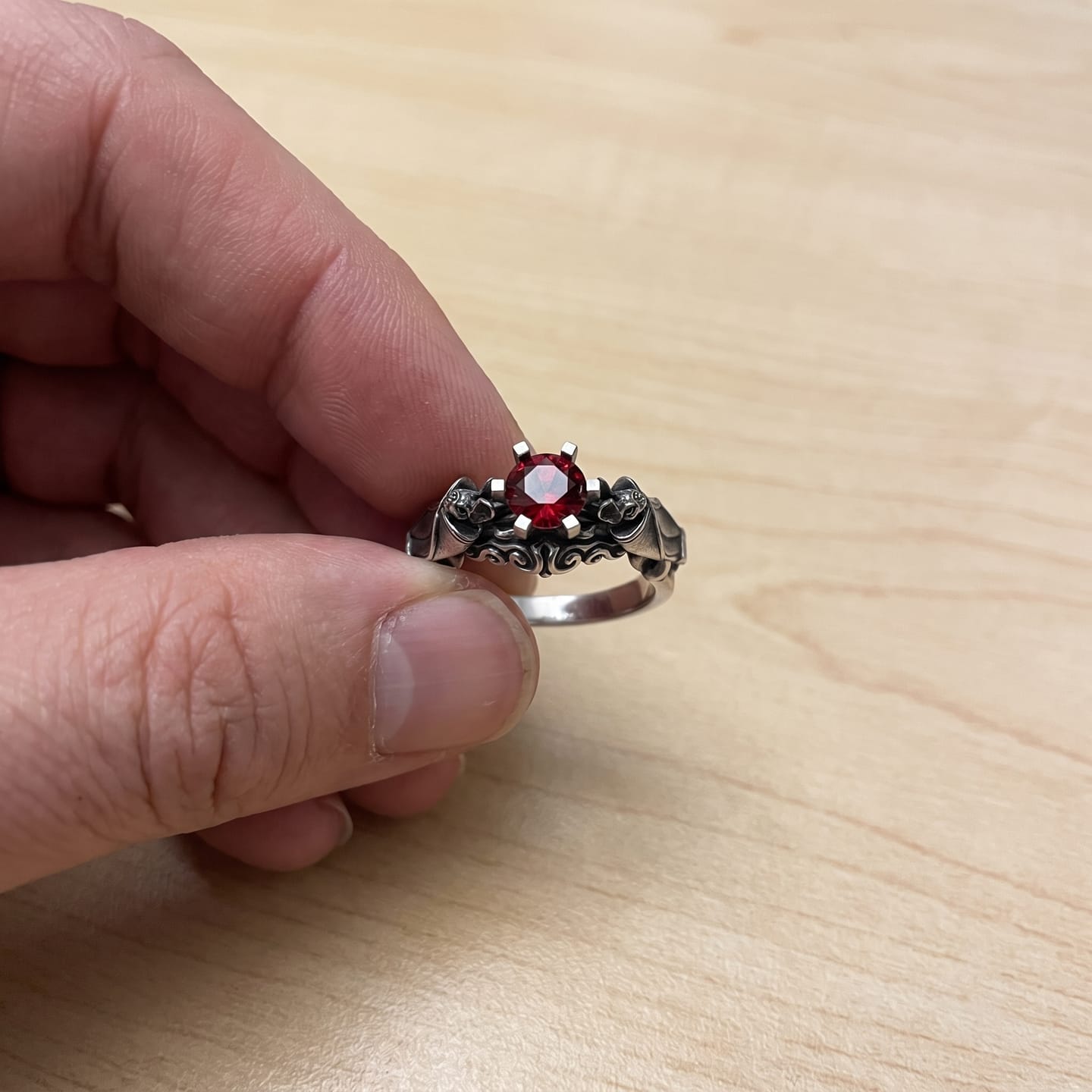 Customer photo review of Bat Engagement Ring