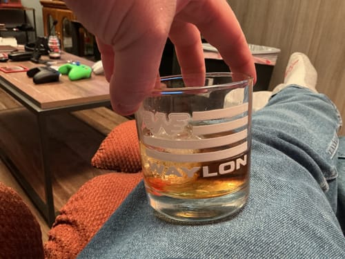 Customer photo review of Waylon Flag Rocks Glass