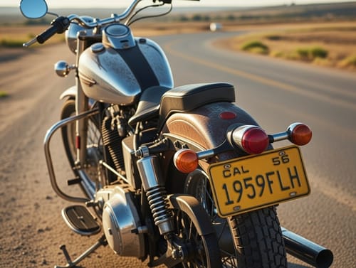 Customer photo review of 1958 CALIFORNIA MOTORCYCLE LICENSE PLATE 4"x7" (106mm x 186mm)