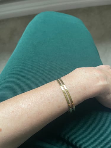 Customer photo review of Double Cuff Bangle Bracelet Gold