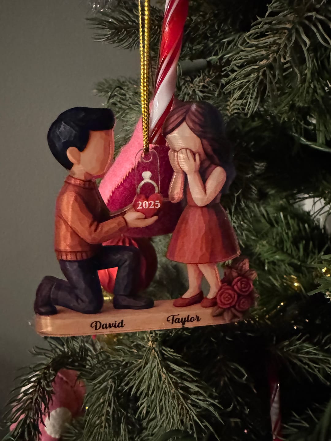 Customer photo review of Couple Marriage Proposal - Personalized Acrylic Ornament - Newly Engaged Gift, "She Said Yes!" Ornament, Just Engaged Gifts for Couples
