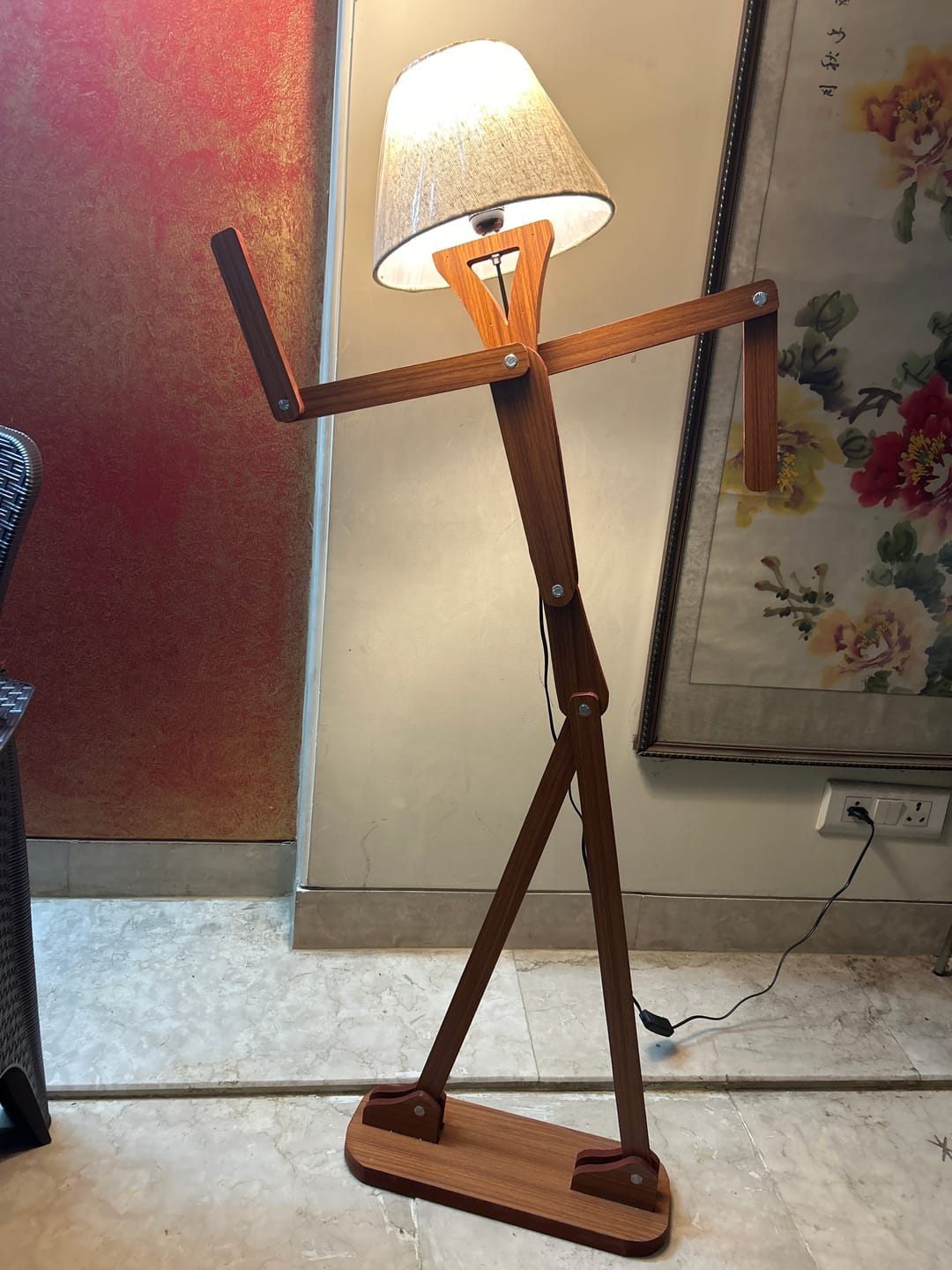 Customer photo review of Decorative Floor and Swing Arm Floor Lamp, Wooden Reading Lights for Kids, Bedroom, Living Room, Home, Office, Farmhouse, LED Bulb Included