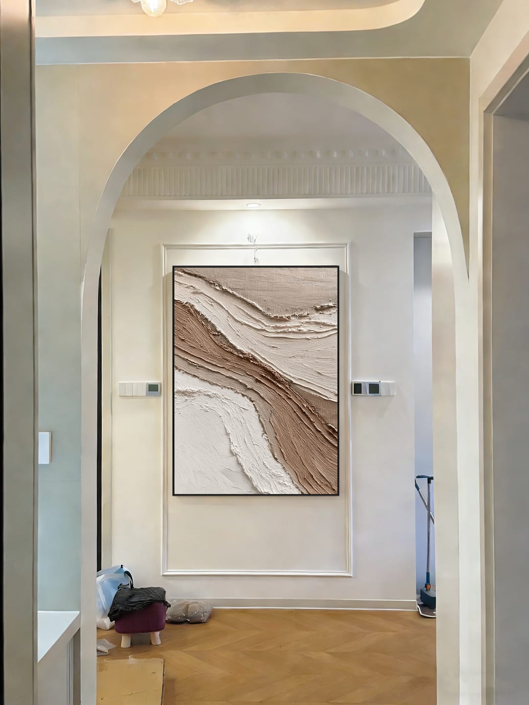 Customer photo review of Earth Layers – Beige and Brown Abstract Textured Painting #RIS2(158)