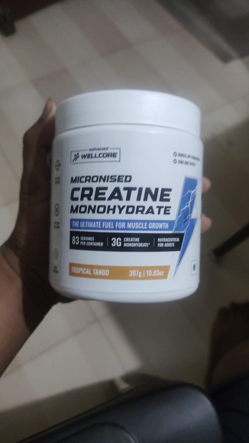 Customer photo review of Wellcore - Micronised Creatine Monohydrate (83 Servings, Tropical Tango) + Premium Steel Shaker
