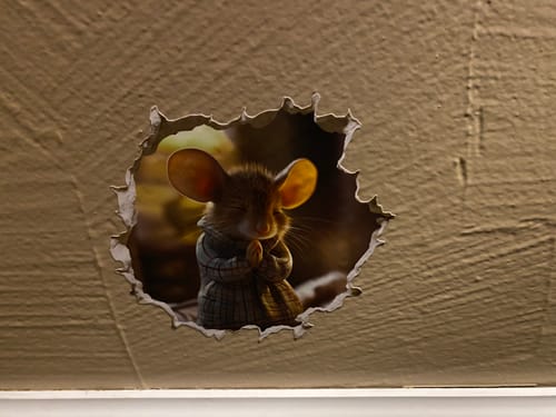Customer photo review of Praying Mouse Hole Decal