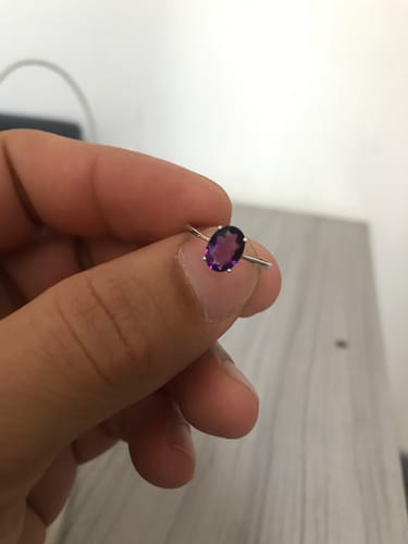 Customer photo review of Anel Prata Feminino Ametista