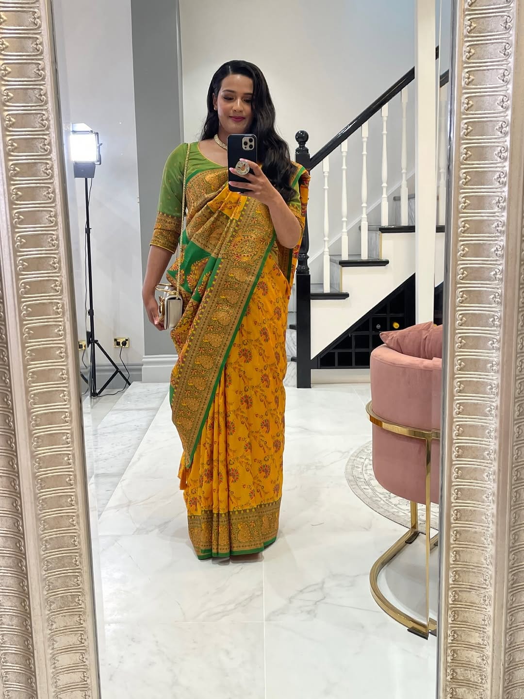 Customer photo review of Sunflower Yellow Thread Woven Pashmina Silk Saree With Heavy Thread Woven Pallu