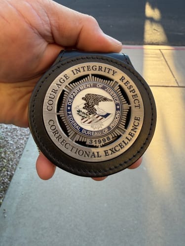 Customer photo review of Department Of Justice Federal Bureau Of Prisons Badge Customizable Number