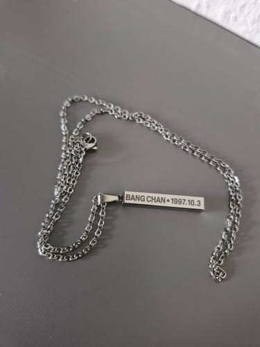 Customer photo review of Cool Versatile Name Square Vertical Bar Necklace
