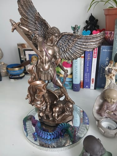 Customer photo review of Michael Stands on Satan Head Archangel Bronze Range