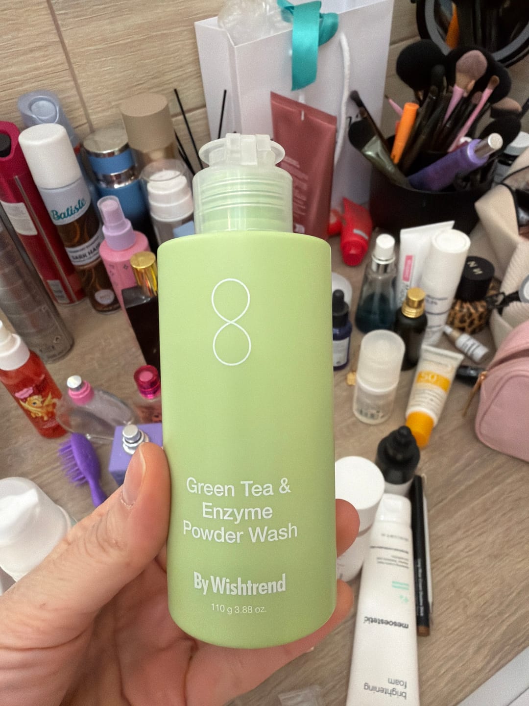 Customer photo review of Enzīmu pūderis ar zaļo tēju By Wishtrend Green Tea & Enzyme Powder Wash