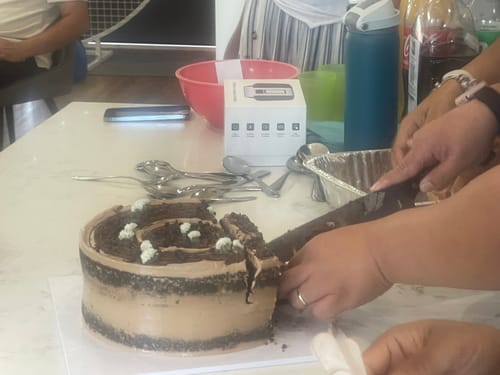 Customer photo review of double chocolate cake