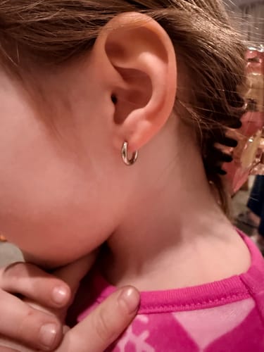Customer photo review of Silver Huggies Earrings