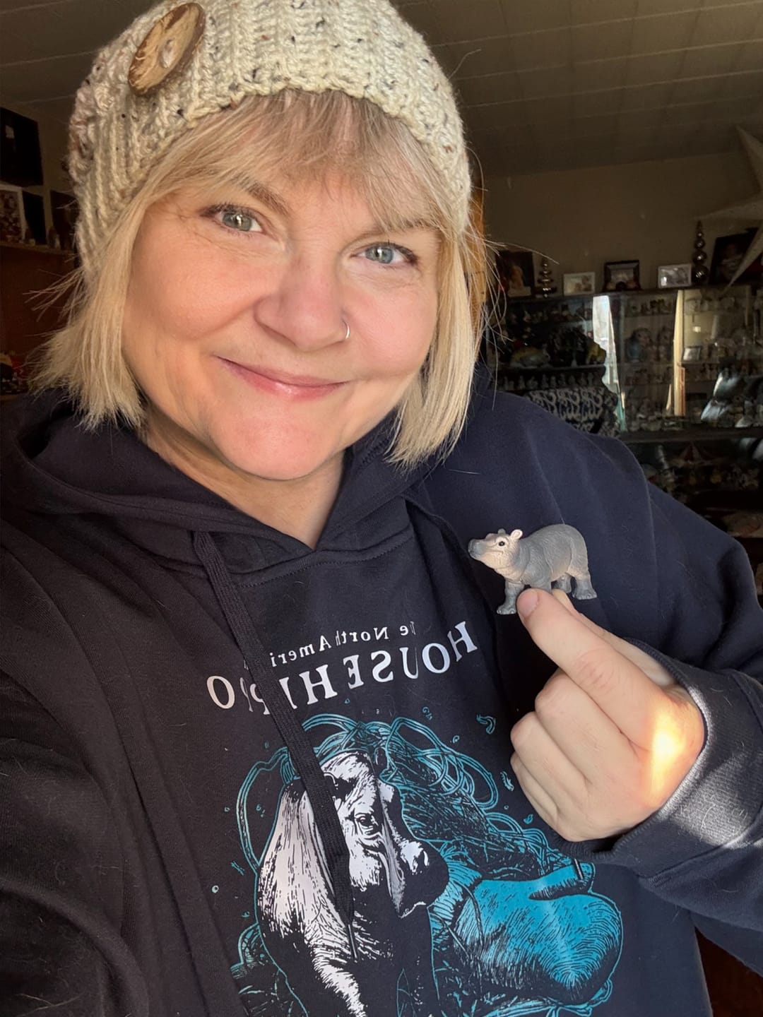 Customer photo review of North American House Hippo Sweatshirt or Hoodie