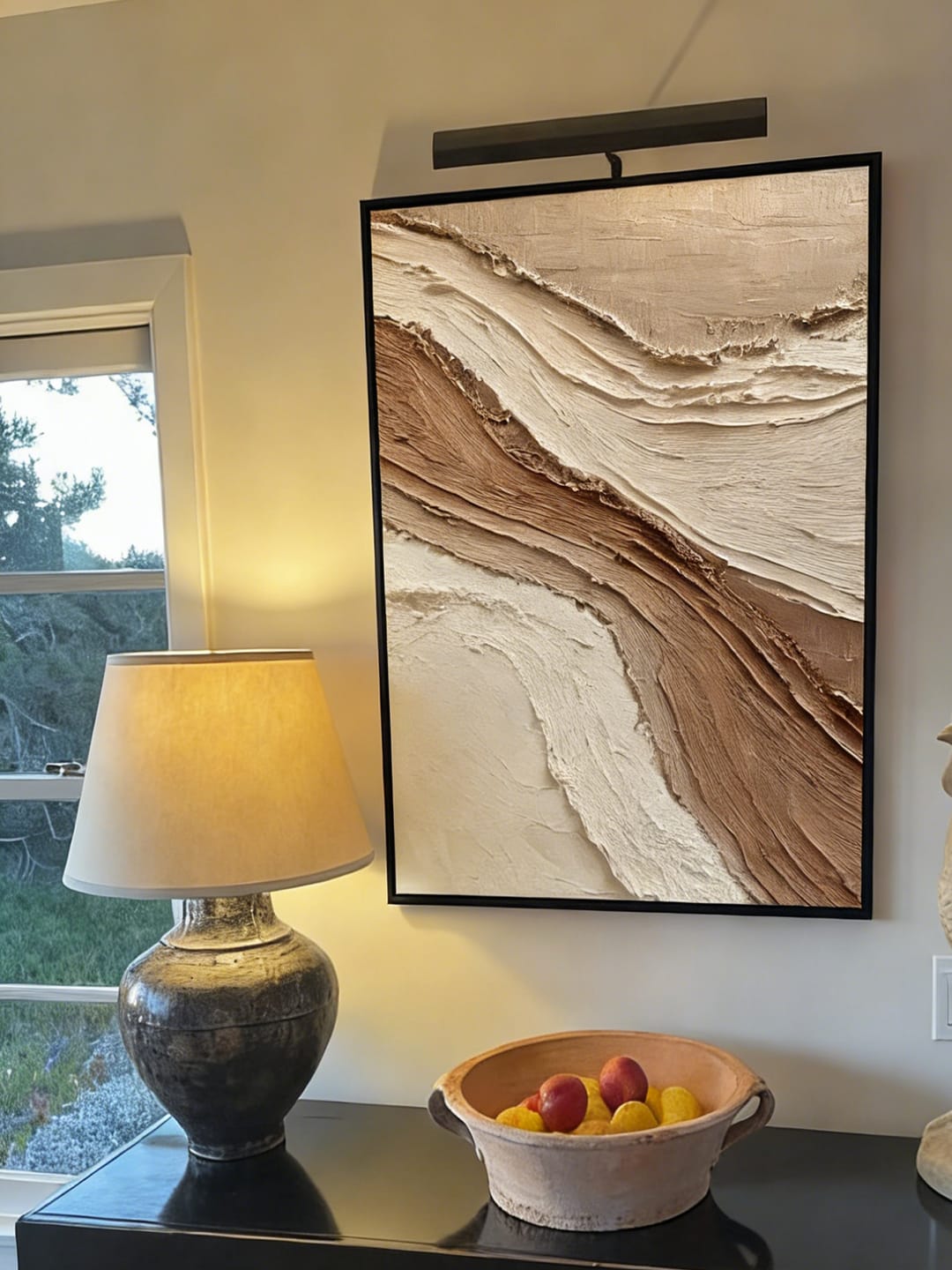 Customer photo review of Earth Layers – Beige and Brown Abstract Textured Painting #RIS2(158)