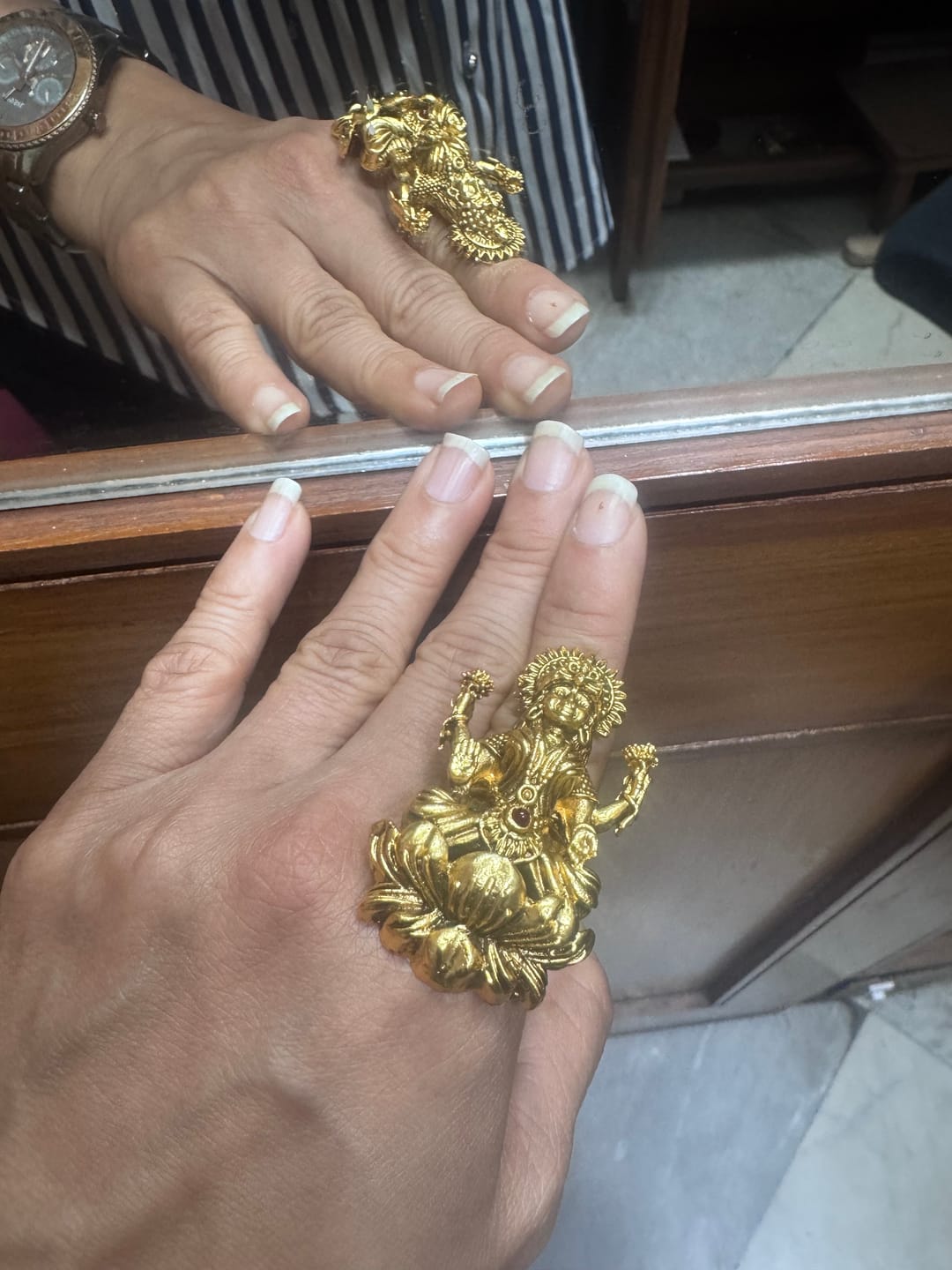 Customer photo review of Laxmiji design adjustable ring with ruby stone( ring L-2inch)