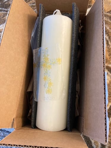 Customer photo review of Daffodil Cross Paschal Candle