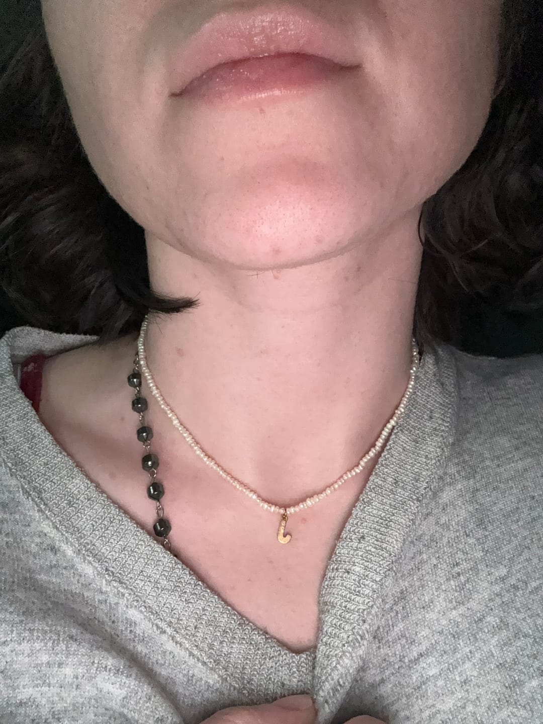 Customer photo review of Shelly Pearl Initial Choker (Bundle)