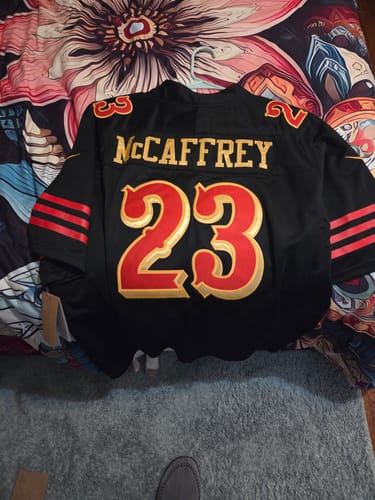 Customer photo review of Men's San Francisco 49ers Christian McCaffrey #23 Black 2025 Rivalries Collection Game Jersey