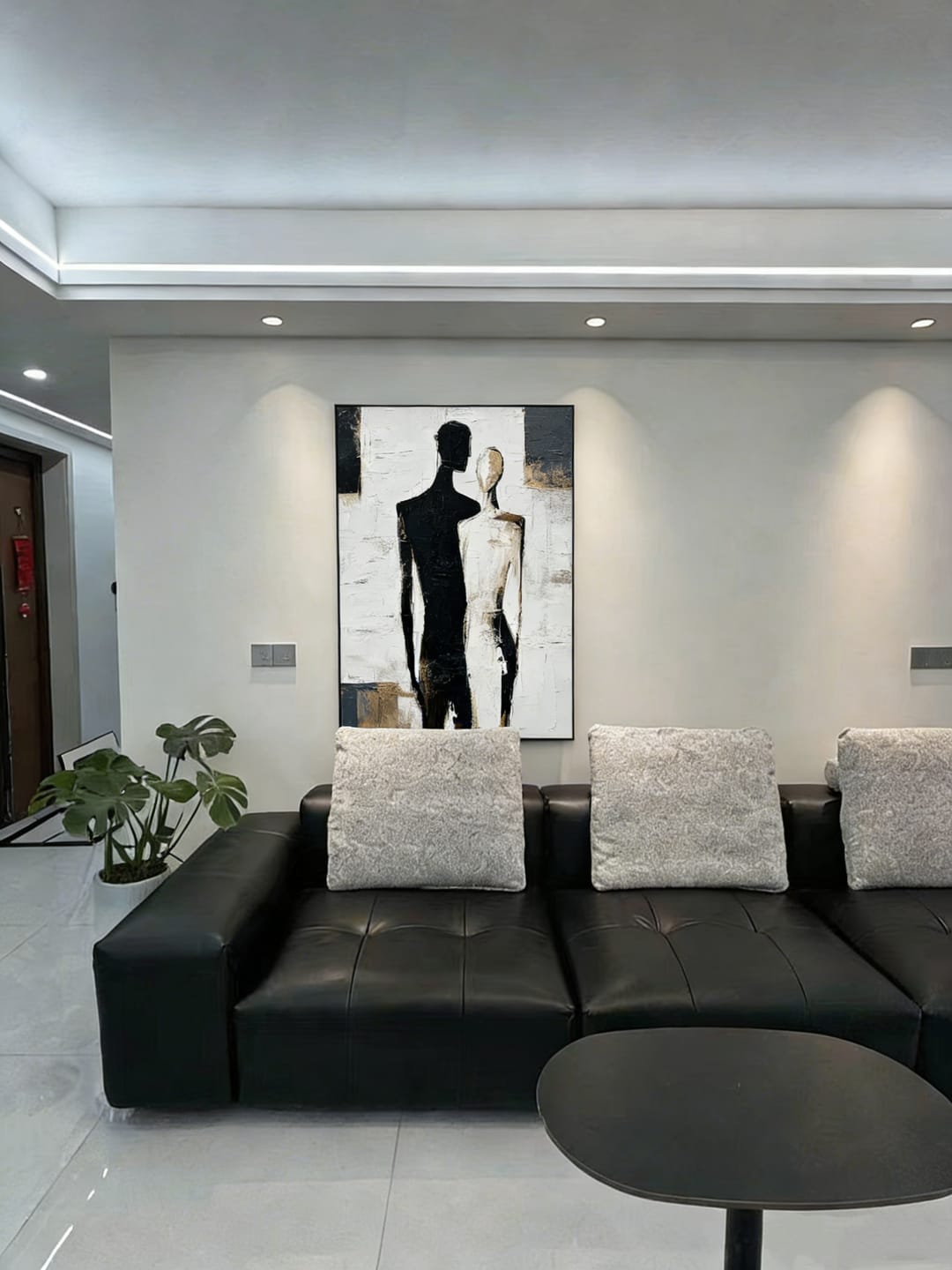 Customer photo review of Ethereal Embrace-Black & White Abstract Painting #RIX1(309)