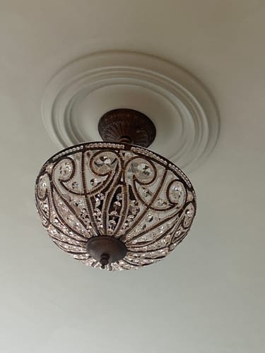 Customer photo review of 3-Light Crystal Dark Bronze Crystal Glass Flush Mount Chandelier