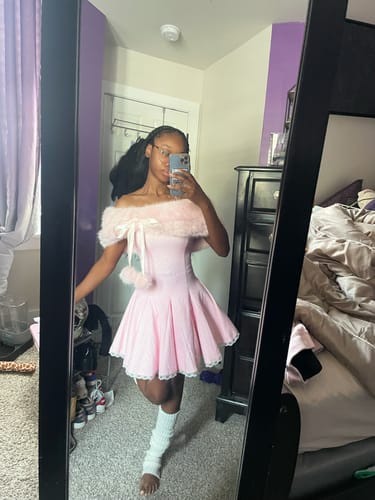 Customer photo review of Dolly Polka Dot Dress + Petticoat (Pink)