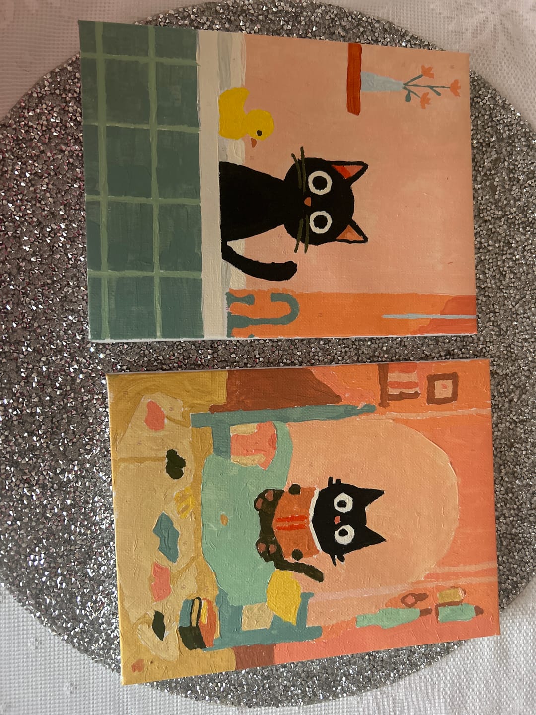 Customer photo review of 6 Mini Paintings - The Black Cat Set