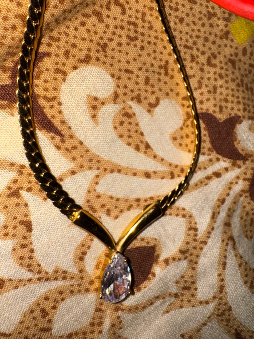 Customer photo review of Pear Diamond V Necklace