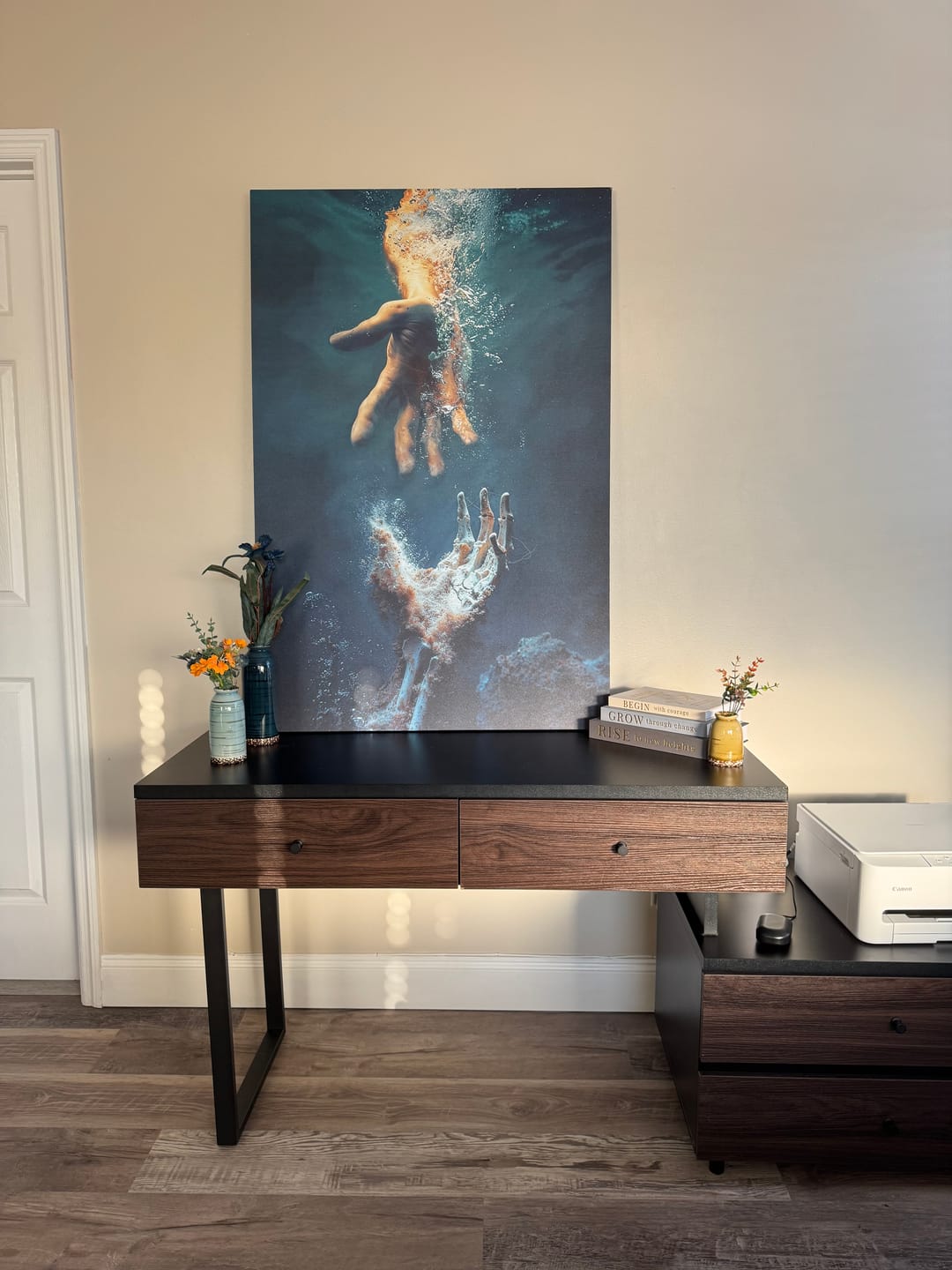 Customer photo review of The Hand Of God, Jesus Reaching Into Water, Wall Art Canvas