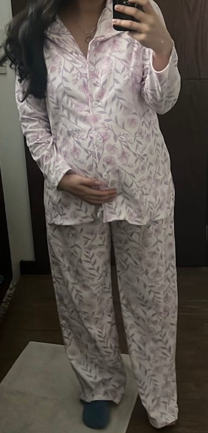 Customer photo review of Pijama de maternidad y lactancia •Waffle rosa• SUPER SOFT
