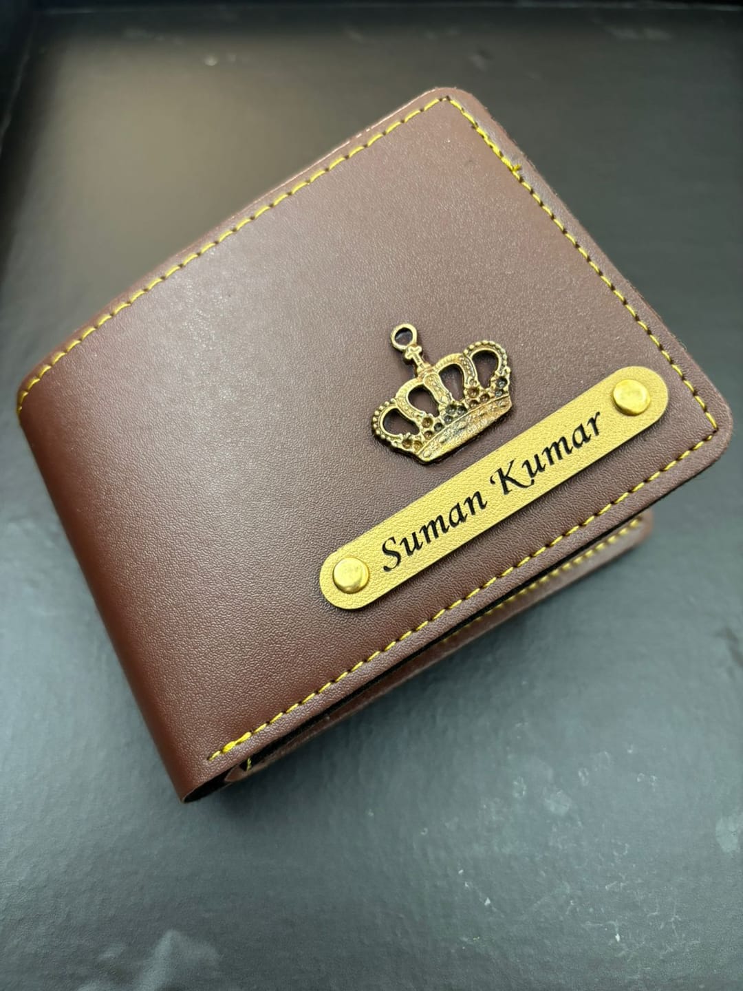 Customer photo review of Personalized Men's Wallet With Name & Charm