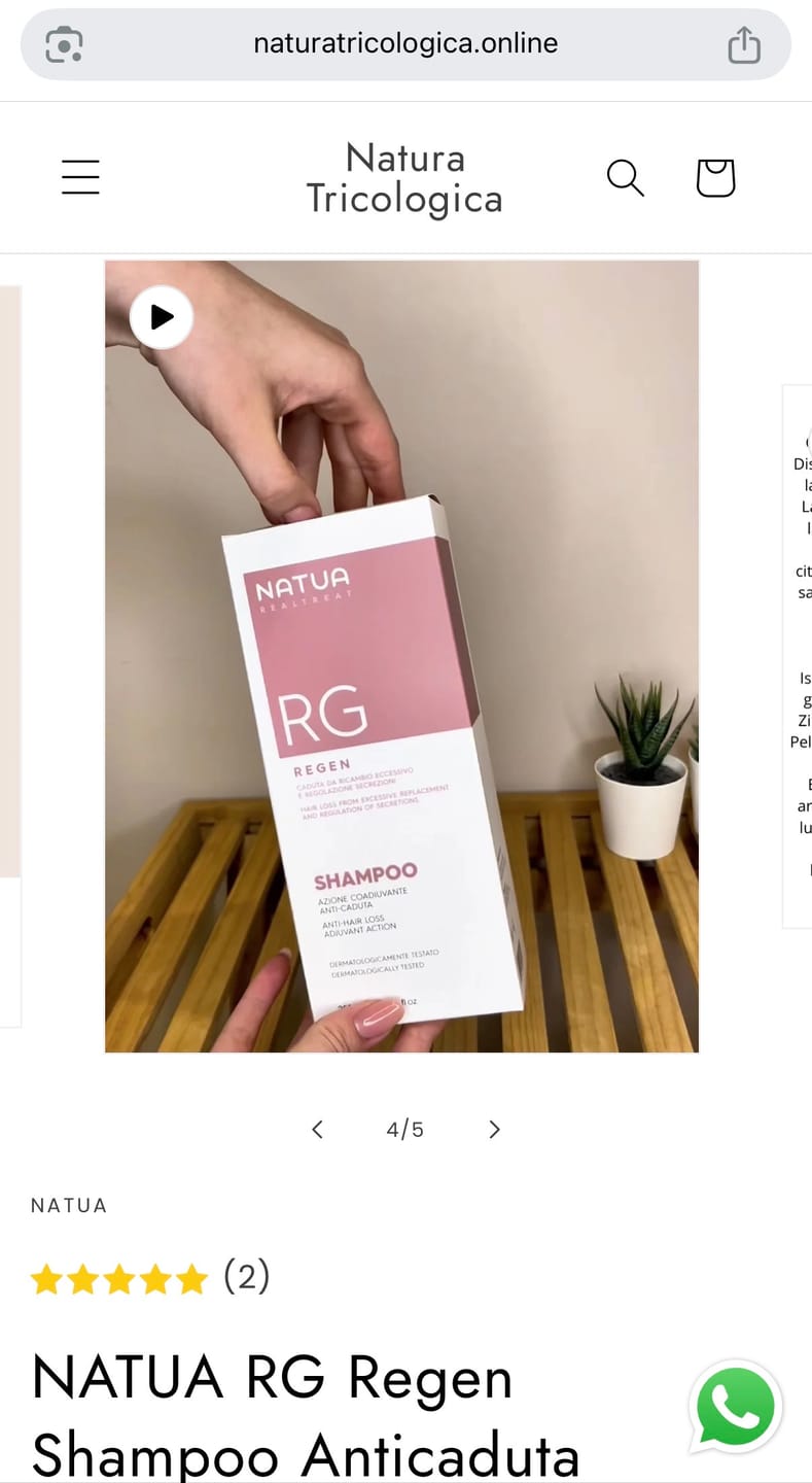 Customer photo review of NATUA RG Regen Shampoo Anticaduta
