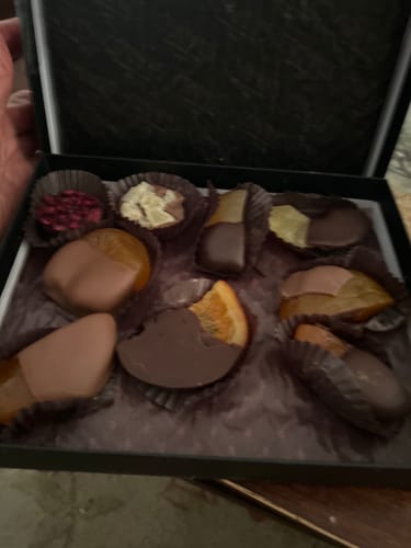 Customer photo review of Chocolate Covered Fruits Assortment Gift Box