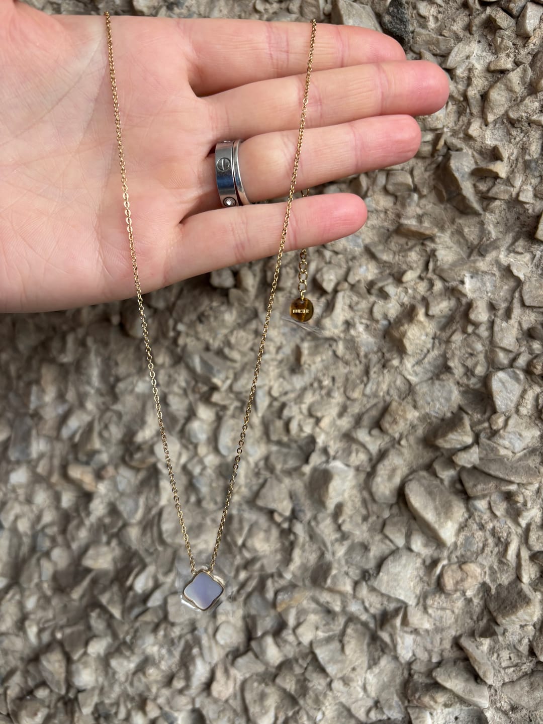 Customer photo review of Flora Gold White Necklace