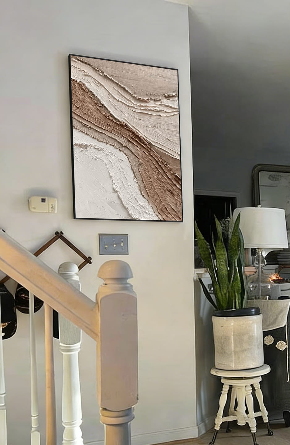 Customer photo review of Earth Layers – Beige and Brown Abstract Textured Painting #RIS2(158)