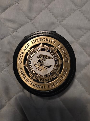Customer photo review of Department Of Justice Federal Bureau Of Prisons Badge Customizable Number