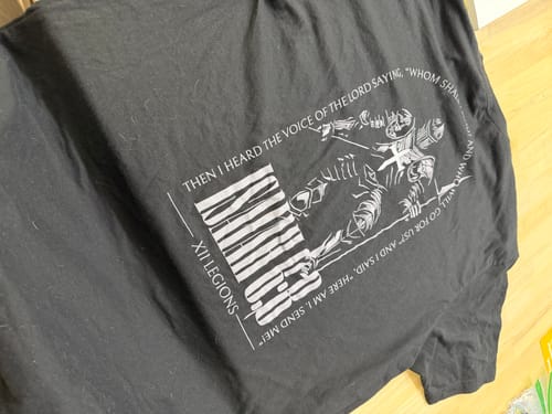 Customer photo review of ISAIAH 6:8 T-shirt