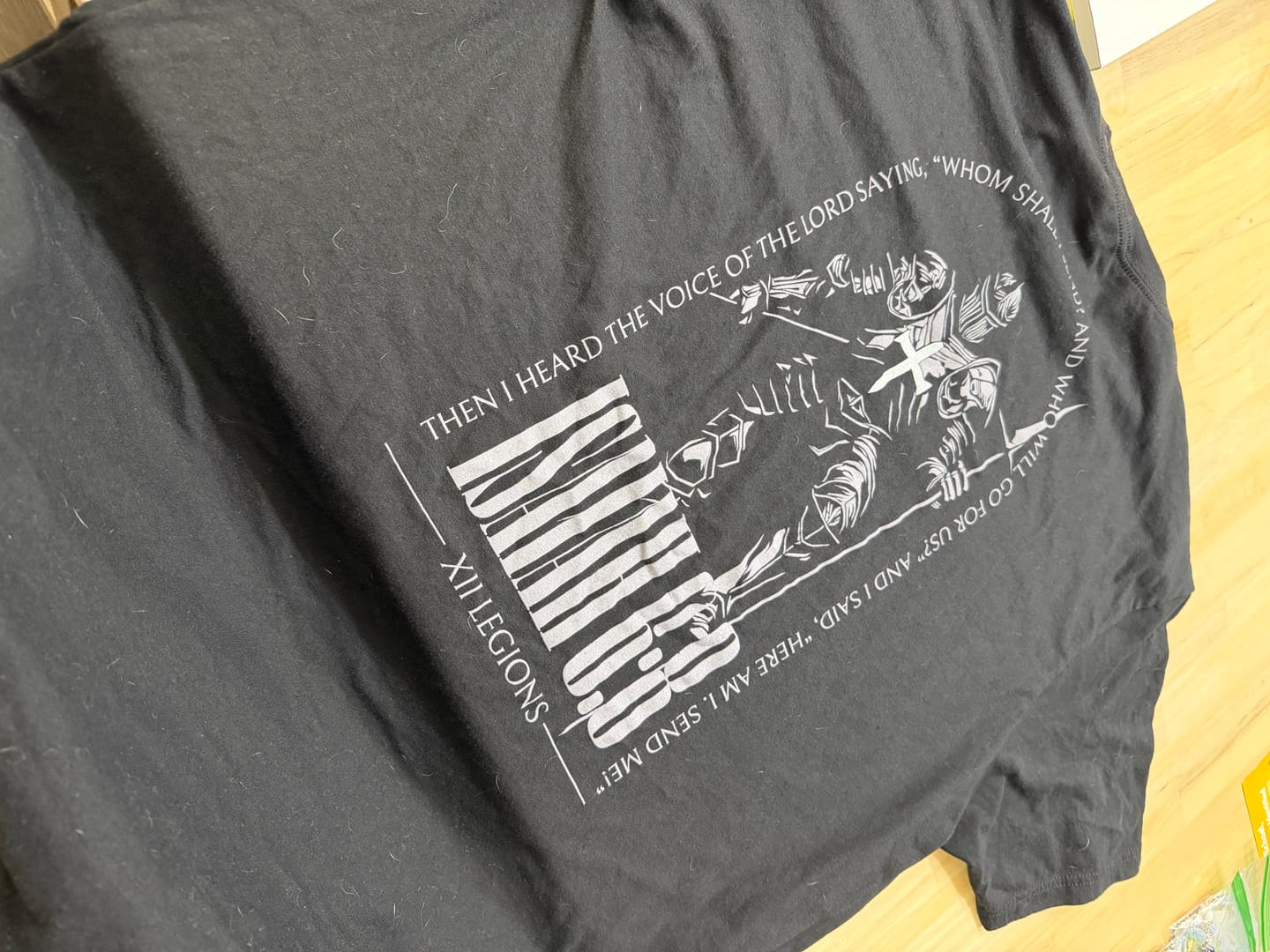 Customer photo review of ISAIAH 6:8 T-shirt