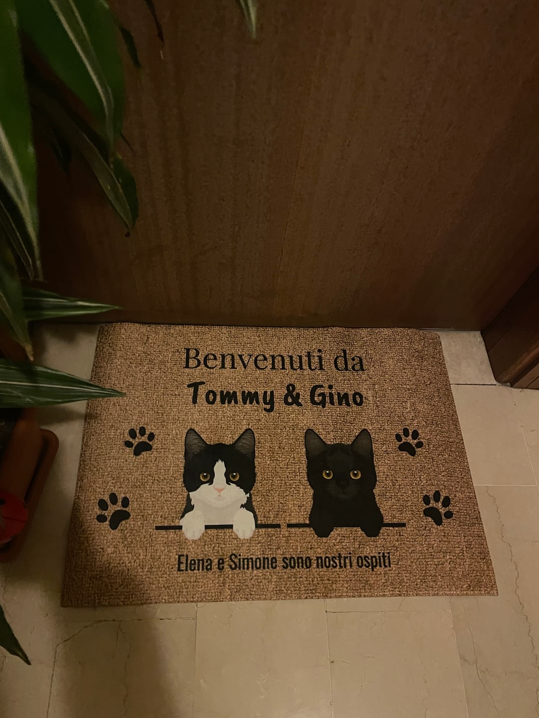 Customer photo review of Benvenuti da – Zerbino personalizzato